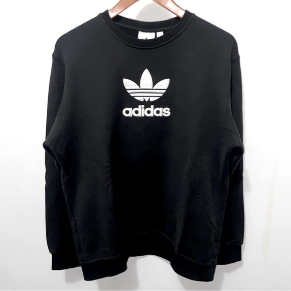 adidas Originals - Trefoil Chenille Logo Crewneck (Black) - Picture 1 of 7